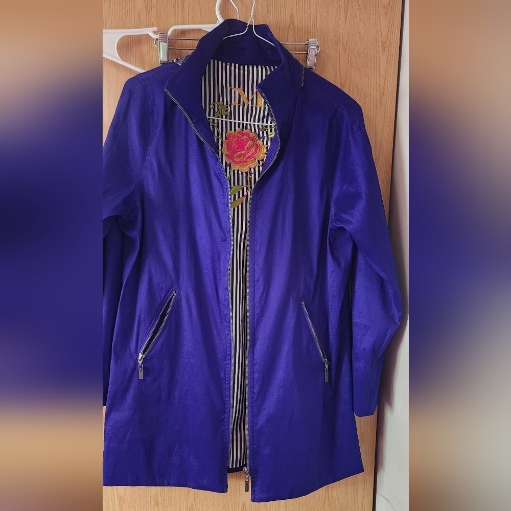 Mycra Pac Blue Trench Coat Lightweight Relaxed Fit